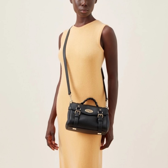 Mulberry 'Mini Alexa' in Black Heavy Grain Leather Bag - MSRP $1345 - BNWT - Picture 4 of 6